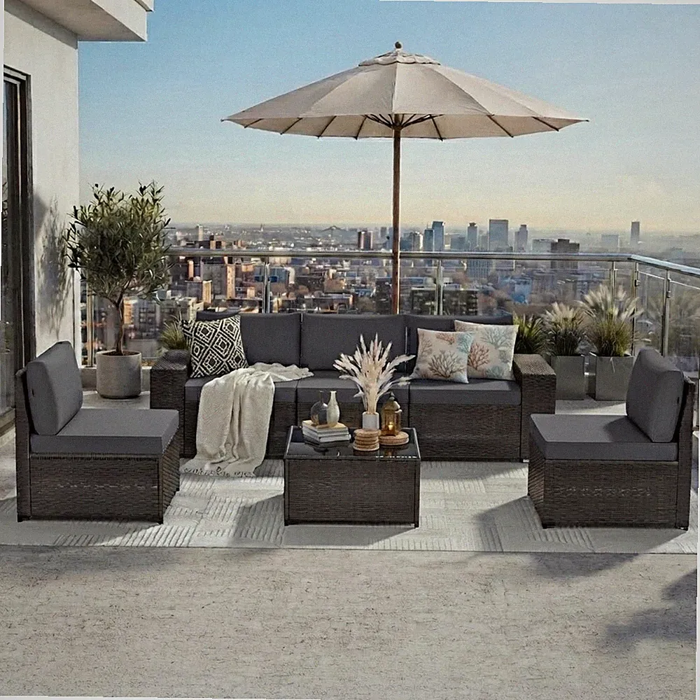 6 PCS Patio Sofa Furniture Set Outdoor With Removable Cushion Cover