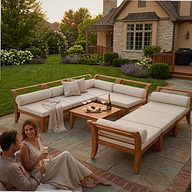 6-Piece Acacia Wood Patio Sectional