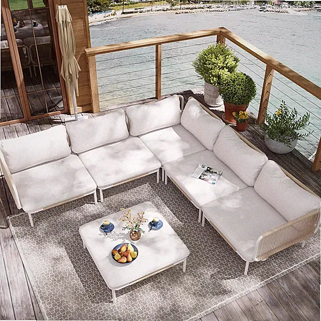 6 Piece Modern Outdoor Sectional Sofa, 31" Oversized Patio Furniture Set | Deep