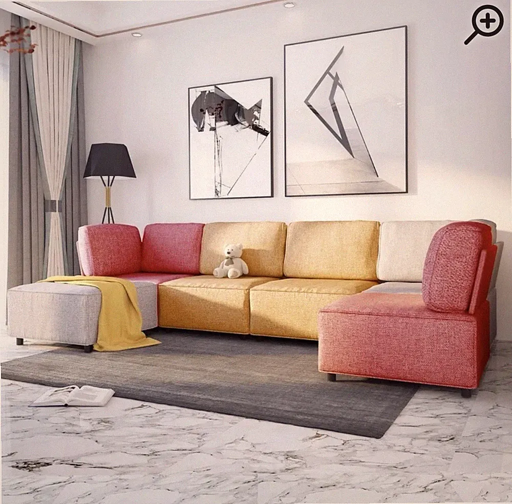 6 Piece multi color sectional