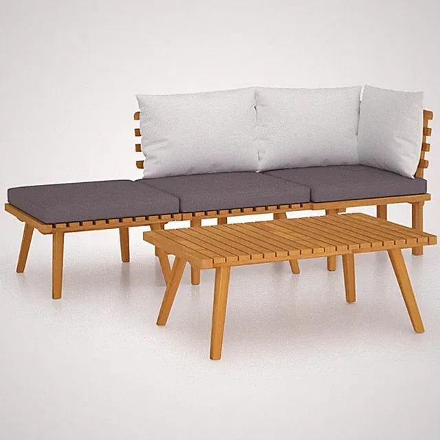 6 Piece Solid Acacia Wood Patio Lounge Set with Cushions vidaXL