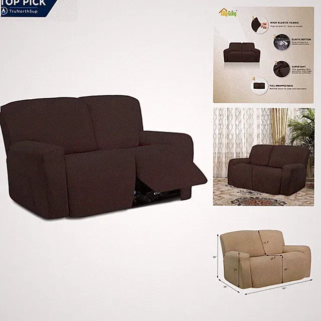 6 Pieces Microfiber Recliner Loveseat Couch Slipcover Set - Soft Fitted Fleec...