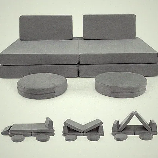 6 Pieces Modular Kids Play Couch Set with Washable Covers for Living Room Playro