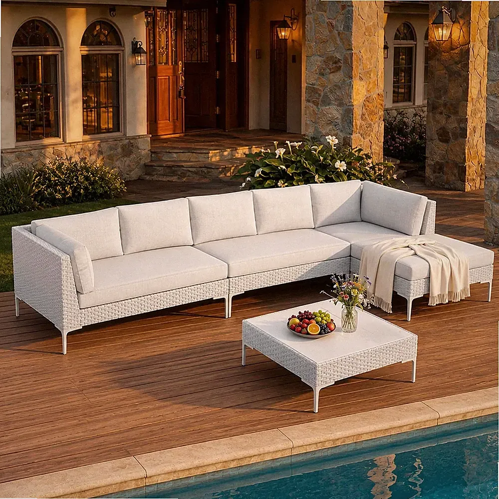 6-Seat Outdoor Sectional Sofa Set with Coffee Table | Deep Seating with 5.5 in S