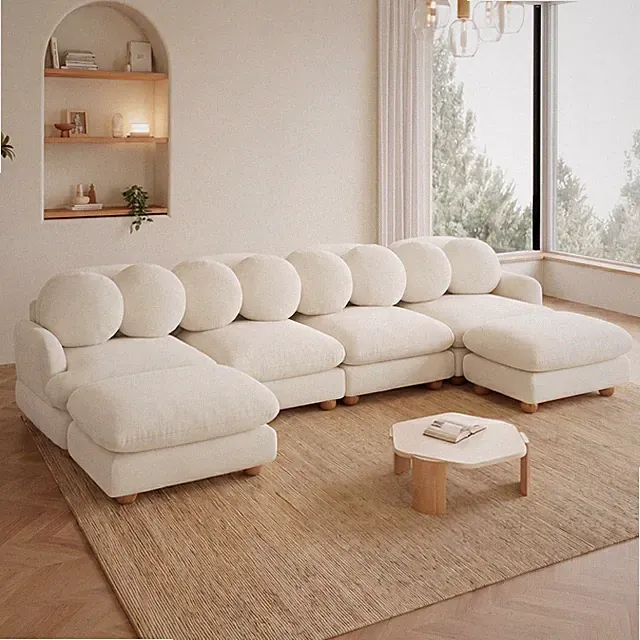 6-Seater Chenille Modular Sectional Sofa Modern Living Room