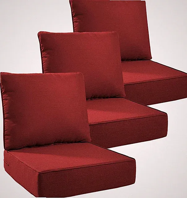 6" Thick Outdoor Cushions 24x24x6 3-Set Deep Seat Patio Cushions with Removable