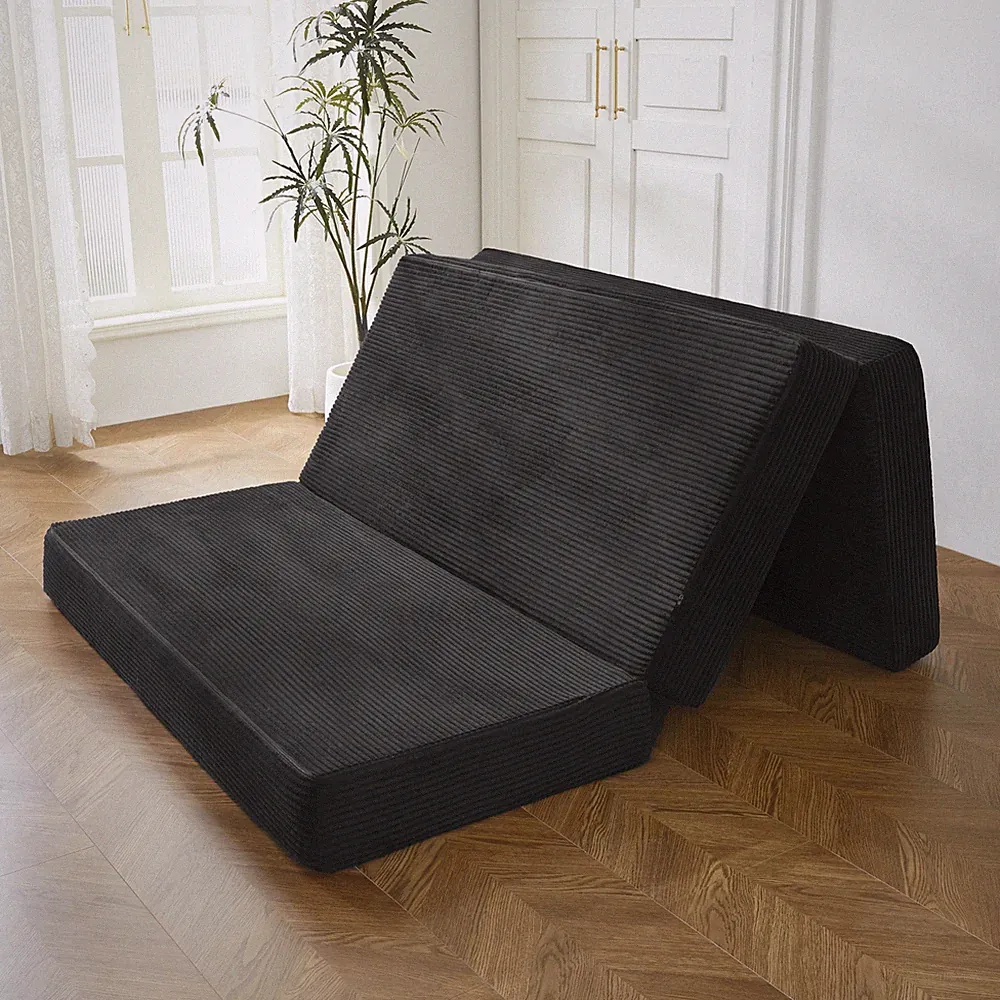 6'' Tri-Fold Mattress,Fold Sofa Bed with Washable Cover for Small Space