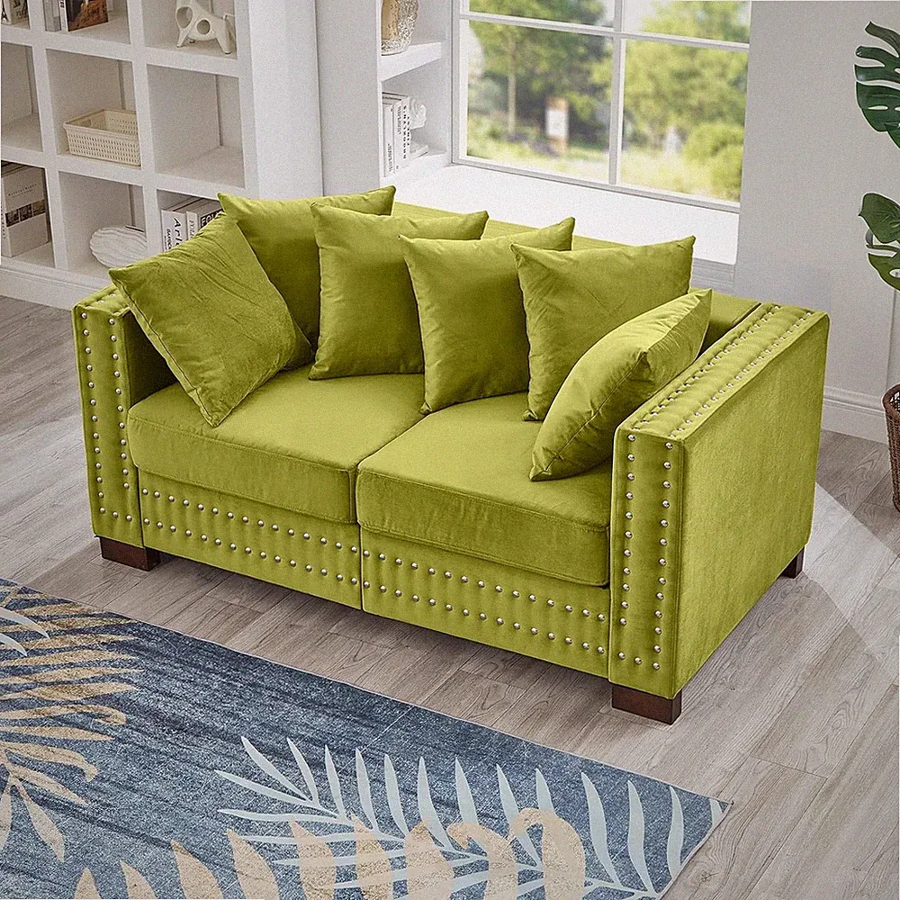 60.5-inch Chesterfield Sofa with Storage Velvet Fabric Deep Seat Couch