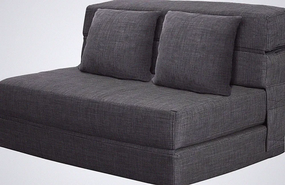 60" Fold Sofa Bed Couch Memory Foam w/ 2 Pillows Futon Sleeper Chair, Queen Size