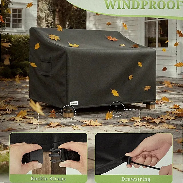 60" Outdoor Sofa Cover 900D Waterproof Windproof UV Protection with Buckles