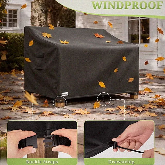 60" Outdoor Sofa Cover 900D Waterproof Windproof UV Protection with Buckles US
