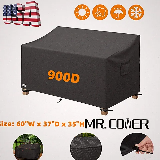 60" Patio Sofa Cover 900D Oxford Waterproof Windproof UV Protection Black