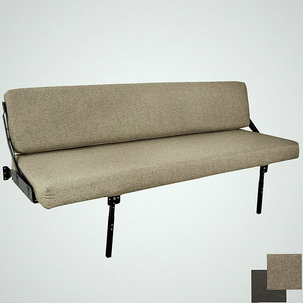 60" RV Wall Mount Fold Up Drop Down Sofa Gaucho Bed with Adjustable Legs Cloth