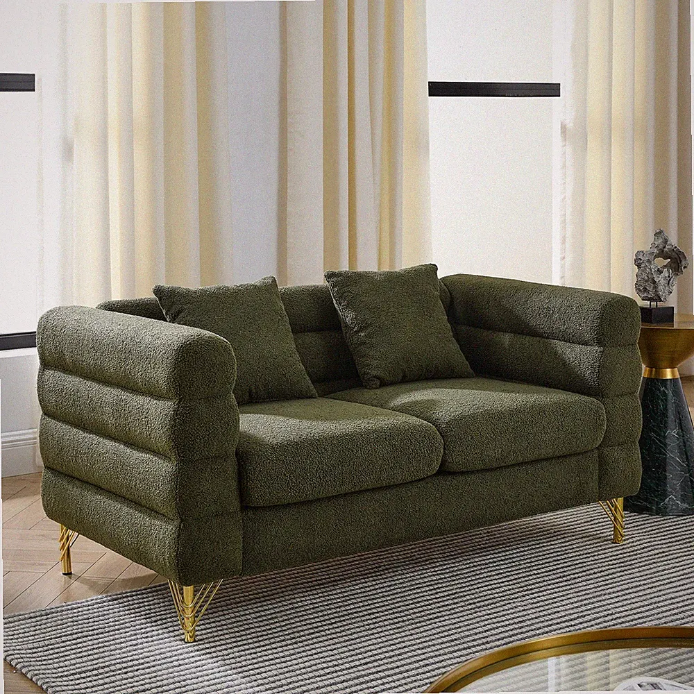 60Inch Oversized 2 Seater Sectional Sofa, Living Room Comfort Fabric Sectional S