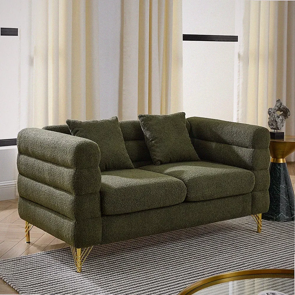 60Inch Oversized 2 Seater Sectional Sofa, Living Room Comfort Fabric Sectional S