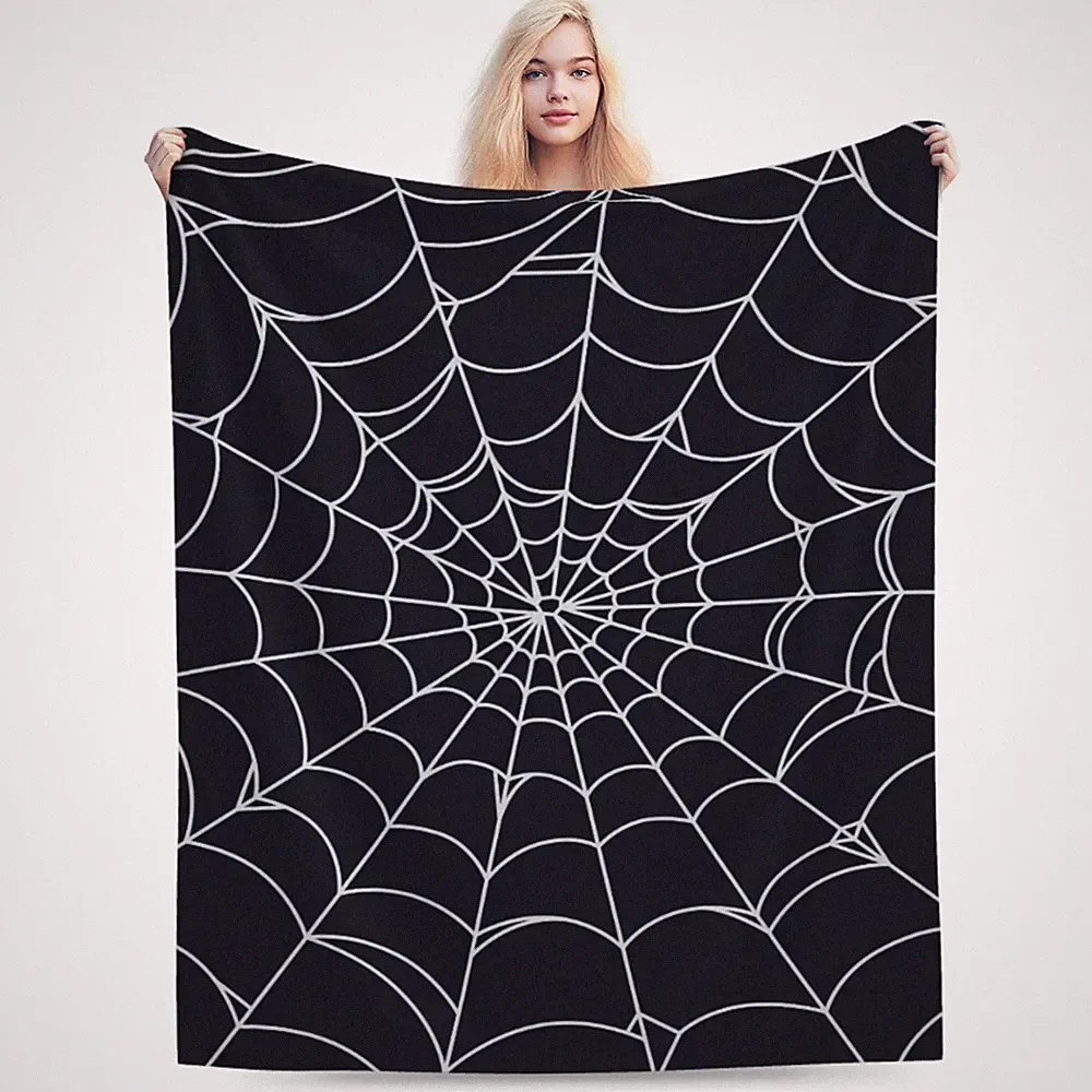 60x50 Inch Halloween Spiral Spider Web Fleece Throw Blanket Bed Sofa Couch