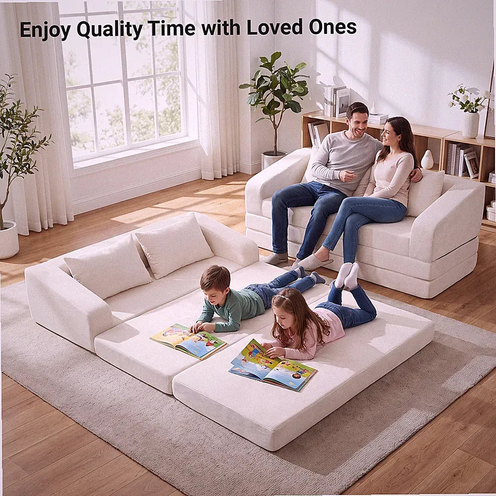 61" Convertible Futon Sofa Bed w/ 2 Back Cushions for Living Room, No Assembly