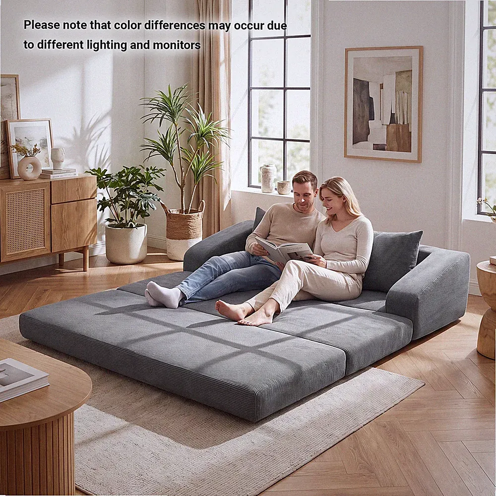 61" Convertible Futon Sofa Bed with 2 Back Cushions for Living Room