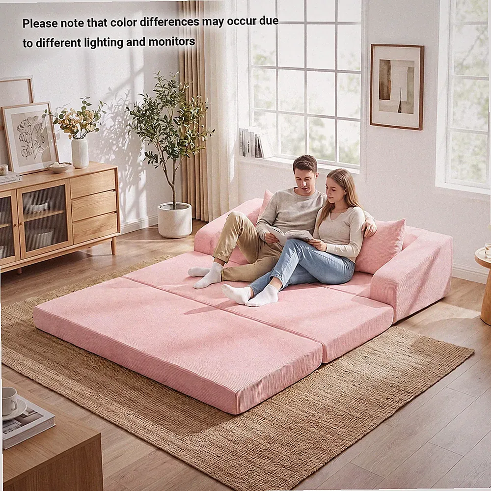 61" Convertible Futon Sofa Bed with 2 Back Cushions for Living Room