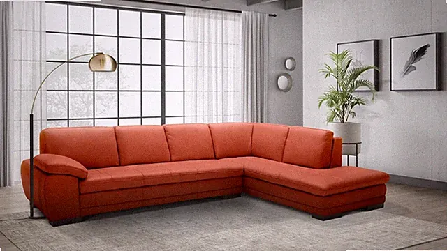 625 Italian Leather Sectional Dark Pumpkin / Brown J&M Furniture