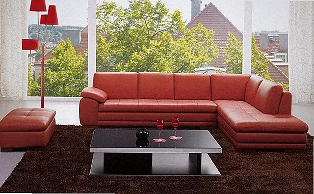 625 Italian Leather Sectional Dark Pumpkin / Brown J&M Furniture