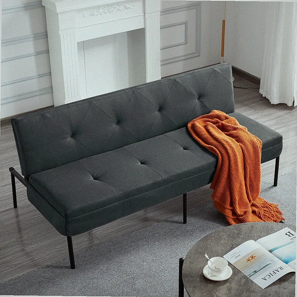 63" Futon Sofa Bed Modern Convertible Sleeper Couch w/ Adjustable Folding Couch