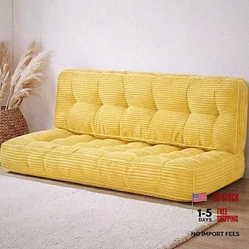 63 Inch Folding Sofa Bed Convertible Chair, 2-in-1 Convertible Boneless Yellow