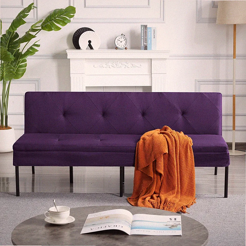 63in Futon Sleeper Sofa Bed Twin Size Metal Frame 5 Position Convertible Couch
