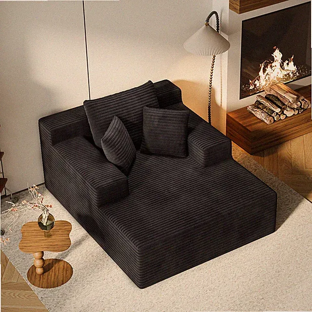 64.96" Extra Large Upholstered Sofa Bed, Modern Deep-Seat Corduroy Recliner