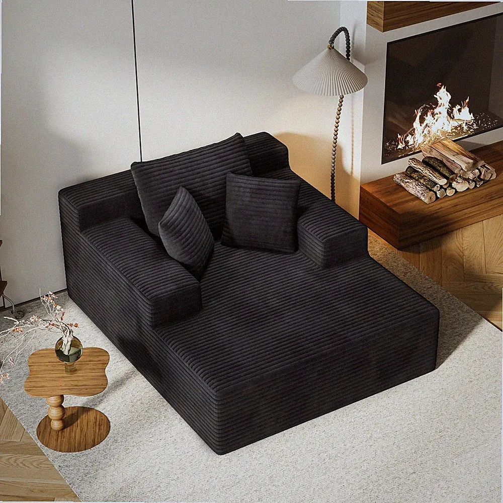 64.96 Inch Large Corduroy Recliner Sofa Bed Modern Deep Seat Comfortable Sleeper