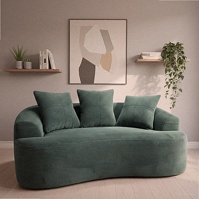 65.35" Curved Loveseat Sofa with Pocket Spring Cushions for Soft Seating, Smal