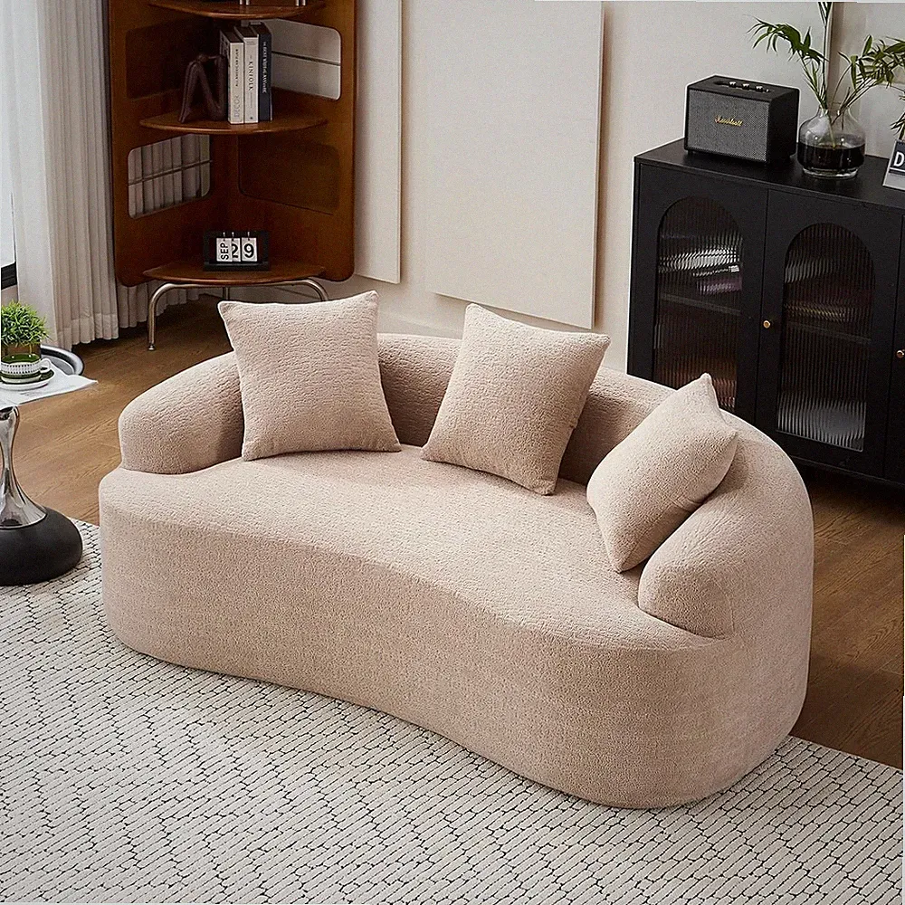 65" Curved Loveseat Sectional Sofa Chenille Compressed Boneless Couch