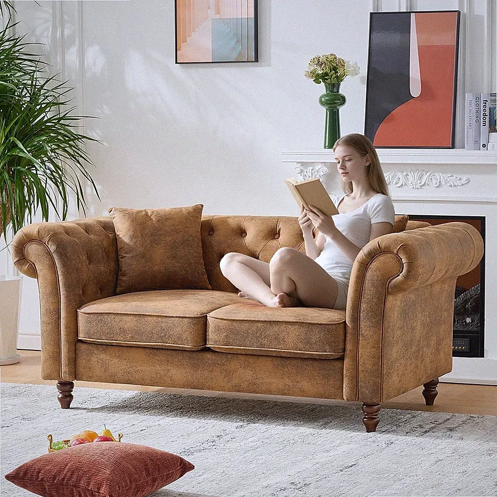 66"Chesterfield ‌tech Fabric Sofa 2 Seater Couch for Living Room
