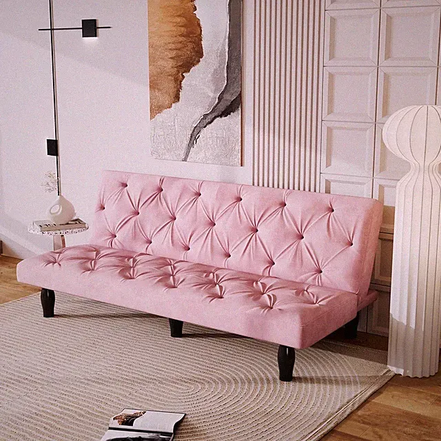 66” Convertible Sofa Bed, Modern Velvet Loveseat Sleeper Sofa Bed Backrest