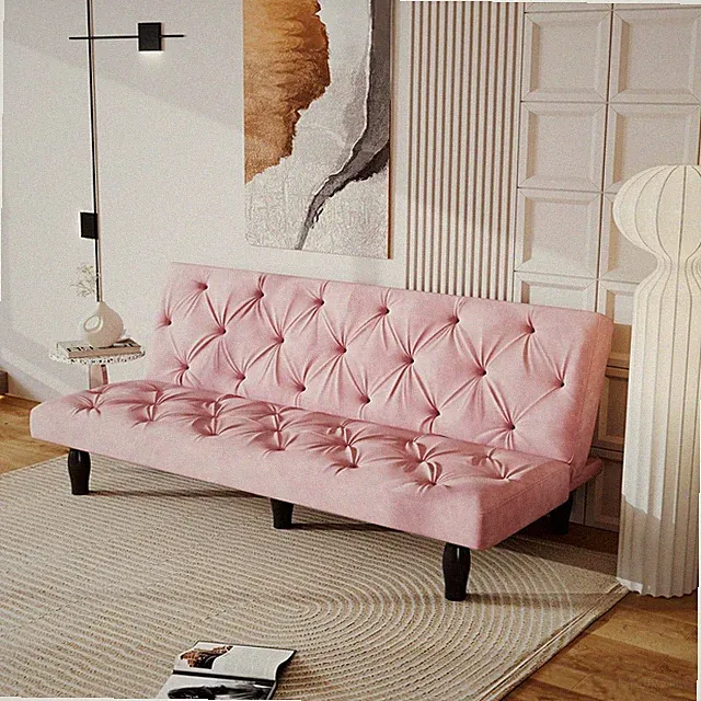 66” Convertible Sofa Bed, Modern Velvet Loveseat Sleeper Sofa Bed Backrest