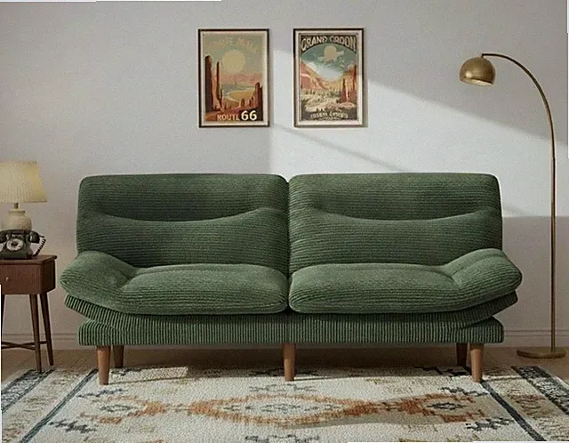 66″Futon Sofa Bed,3-in-1 Futon Couch w/Adjustable Barest & Armrests