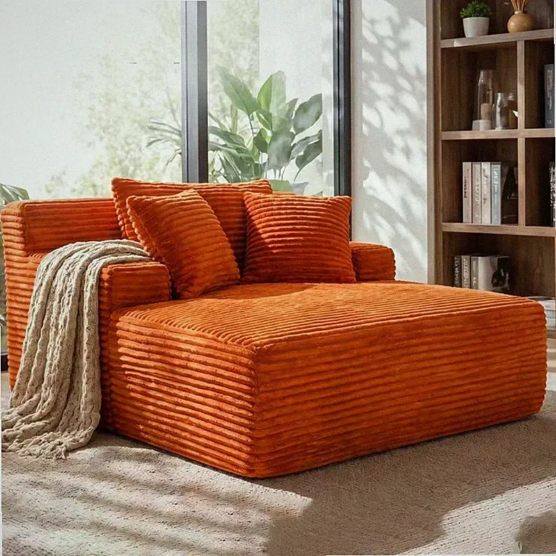 66-inch indoor chaise lounge,oversized cushion boneless sofa bed w/pillow,luxu