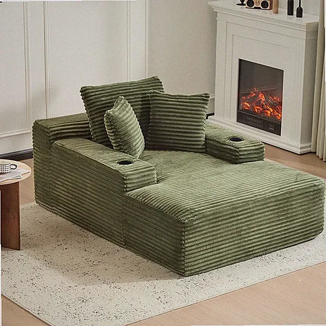 66" Oversized Chaise Lounge Sofa Chair Indoor, Modern Corduroy Single Sleeper Co