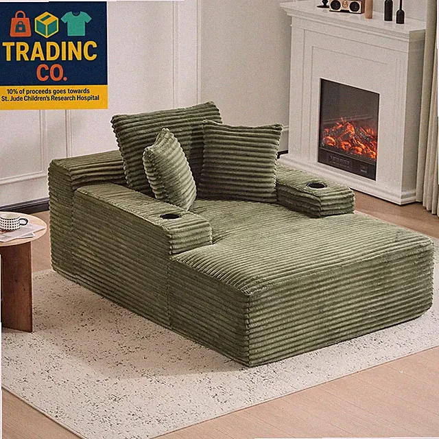 66" Oversized Chaise Lounge Sofa Chair Indoor, Modern Corduroy Single Sleeper Co