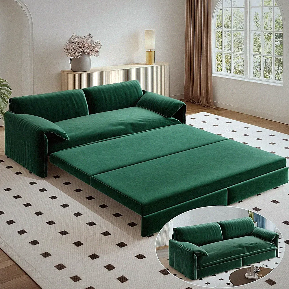 66" Queen Sofa Bed 3-in-1 Multi-Functional Convertible Sleeper Pull Out Sofa Bed