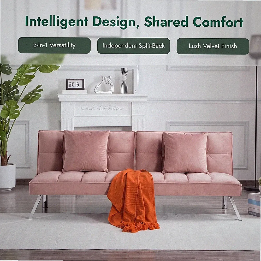 67.7" Convertible Upholstered Sleeper Sofa with Adjusting 5Angles Futon Sofa Bed