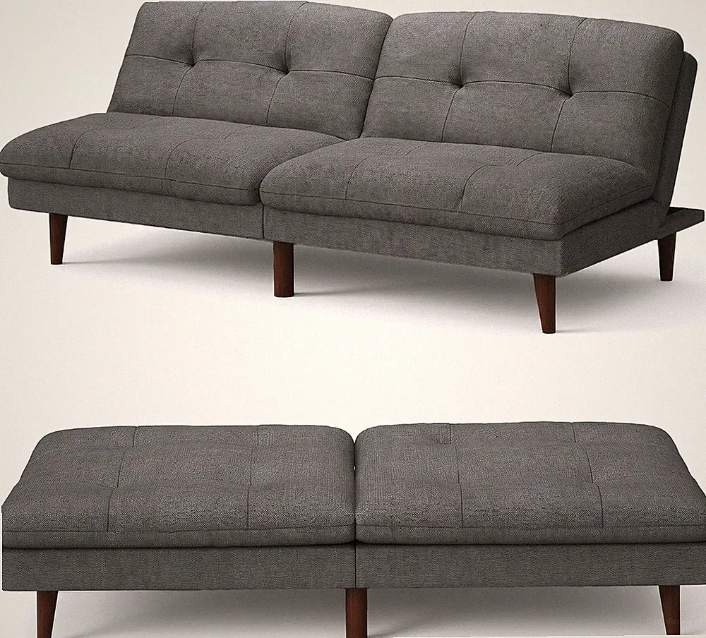 67'' Futon Sofa Bed Modern Grey Linen Convertible Futon Couch Folding Futon Set