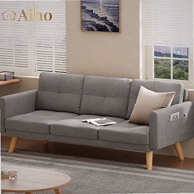 67” L Modern Loveseat Sofa, Sofa With 3 Comfortable Pillows - Light Gray