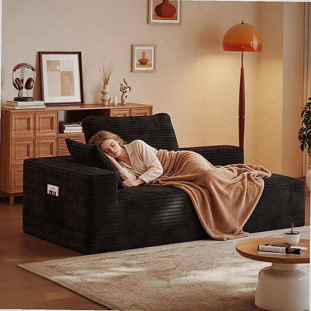 67" Sofa Bed Boneless Cloud Couch Rectangular Couch Living Room One-Piece Chaise