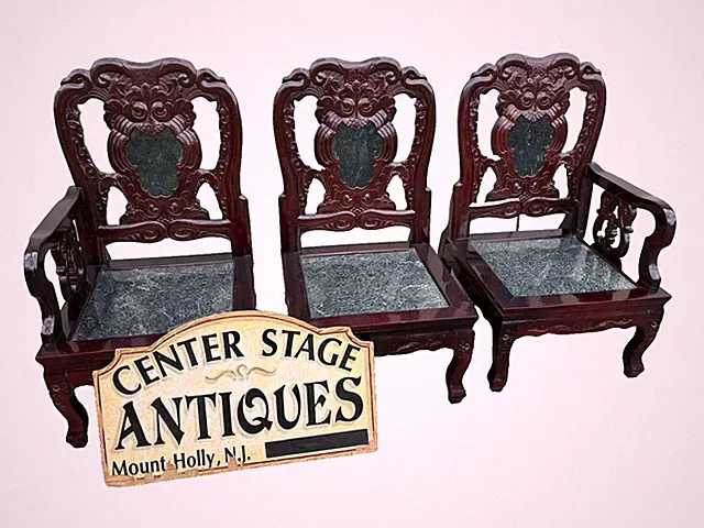 67209 Oriental 3 Section Sofa Couch Chair with Marble Inserts + 2 sided Cushions