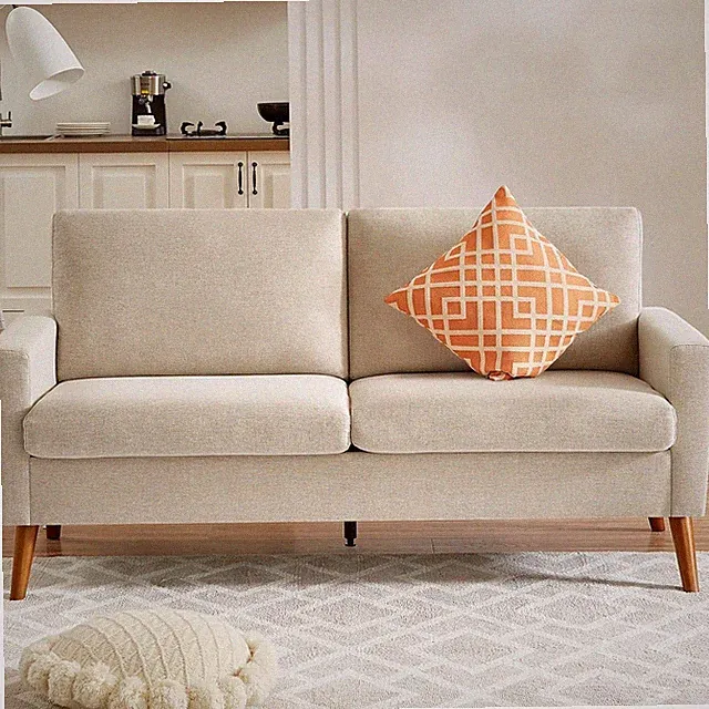 68" 2-Seater Soft Linen Futon Sofa Couch Lounge Living Rooms, Apartment Office