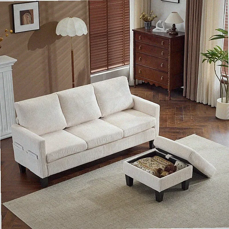 68.5' L Shaped Couch with Movable Storage Ottoman Convertible Sectional Sofa