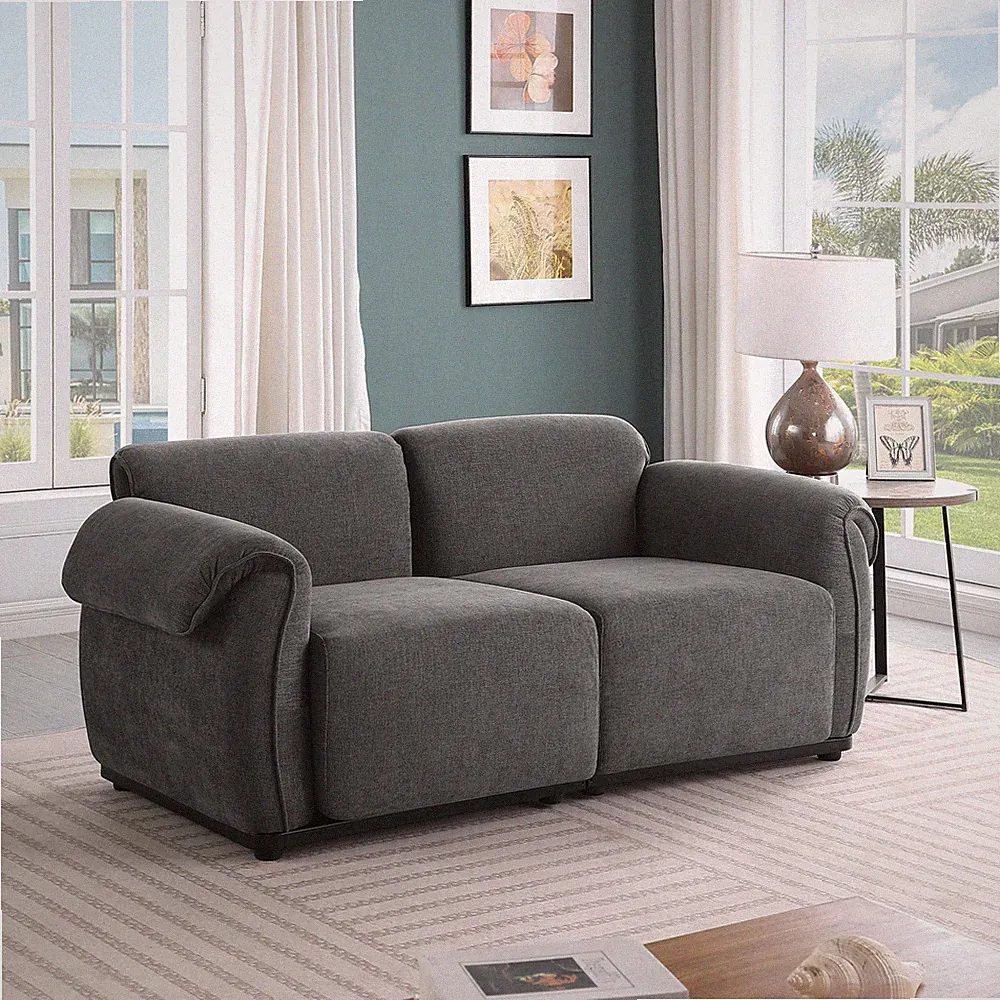 68.5" length , Fashionable modular sofa, iron frame, chenille sofa, GREY, Su