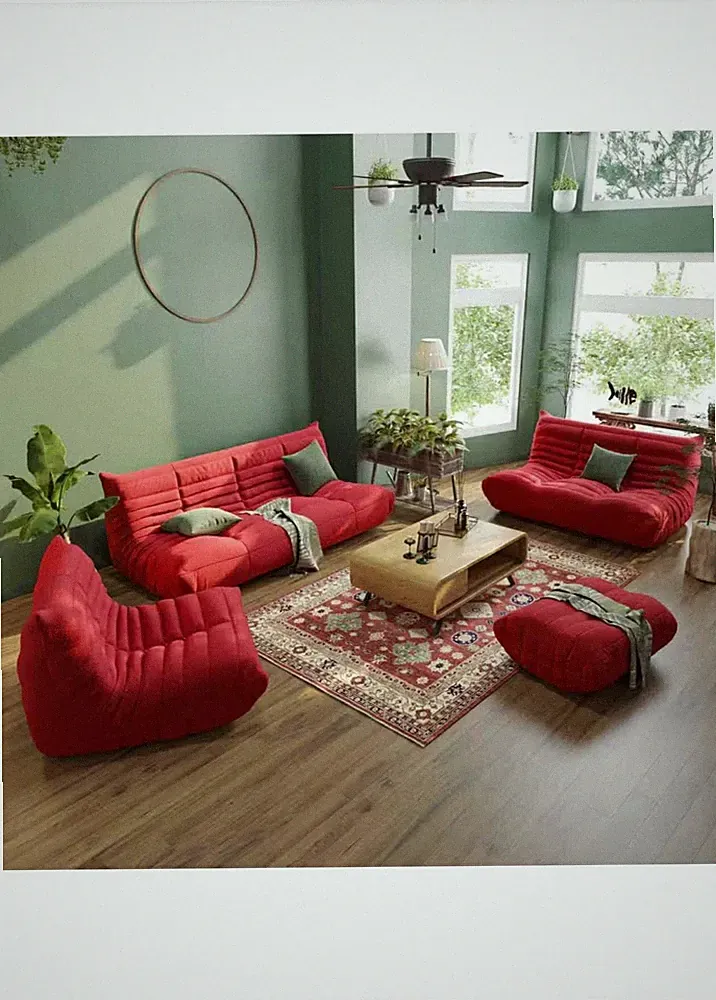68.9 in. W Armless Teddy Velvet 4-piece Modular Lazy Floor Sectional Sofa with O