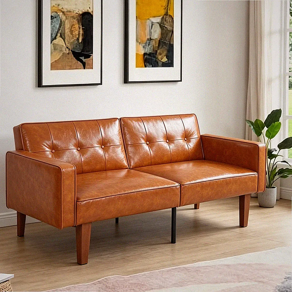 68" Modern Classic Futon Sofa Bed Split-Back Folding Convertible Apartment